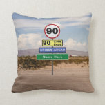 Almofada Adicione Seu Nome 90 Birthday Engraçado Sinais de<br><div class="desc">Engraçado travesseiro decorativo de almofada de estrada para aqueles que celebram um 90. Inspirado por sinais de estrada,  desenhados para erguer um riso. Adicione facilmente o nome necessário ao sinal verde usando o modelo fornecido.</div>