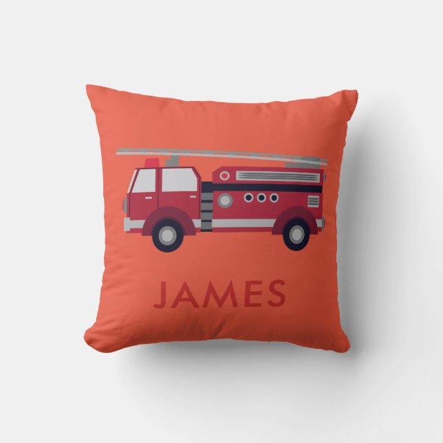 Almofada Adicione seu nome Red Fire Caminhão Personalizado (Frente)