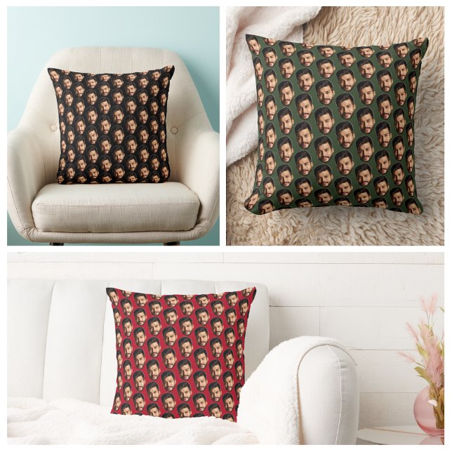 Almofada Adicione Seu Padrão De Foto De Rosto Engraçado Per (Criador carregado)