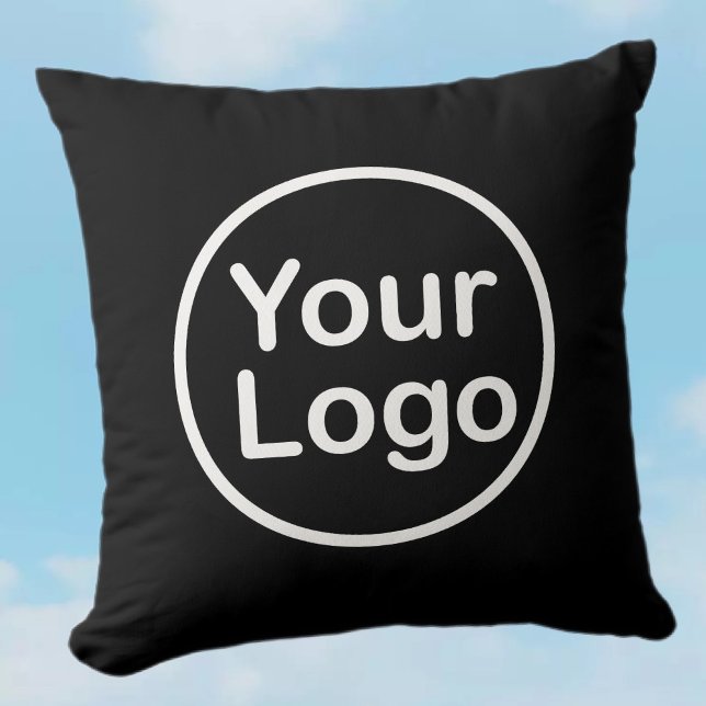 Almofada Adicione seu próprio logotipo | Fundo Negro (Criador carregado)