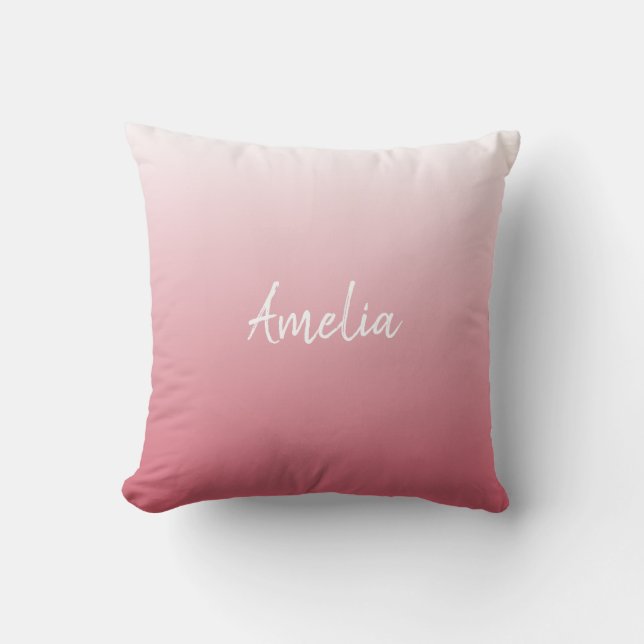 Almofada Adicione um nome de salmão cor-de-rosa (Frente)