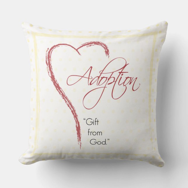 Almofada Adoção, Religiosa, Pontos Amarelos com Coração Ver (Frente)