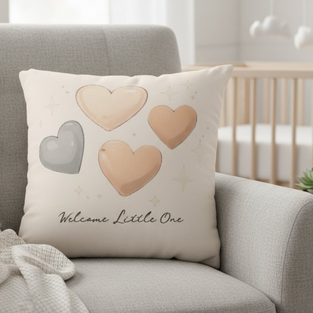 Almofada Adoption Baby Shower Hearts (Welcome Little One heart nursery pillow)