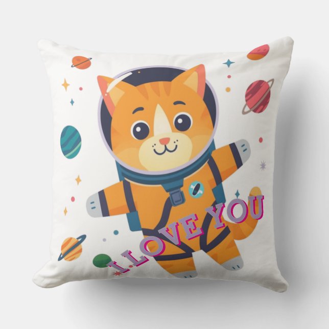 Almofada Adorable Astronaut Cat Throw Pillow (Frente)