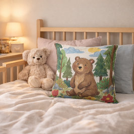 Almofada Adorable Bear In The Woods Drawing Kids