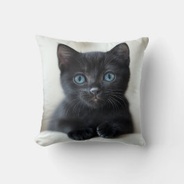 Almofada Adorable Black Kitten with Striking Blue Eyes Port