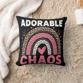 Almofada Adorable Chaos Black Leopard Rainbow Kids Pillow