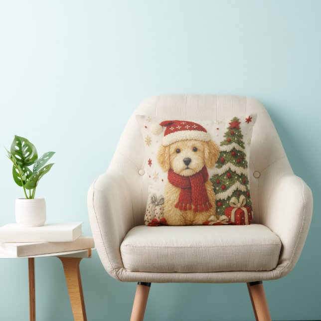 Almofada Adorable Christmas Puppy Throw Pillow  (Cadeira)