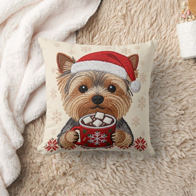 Almofada Adorable Christmas Yorkshire Terrier (Cobertor)