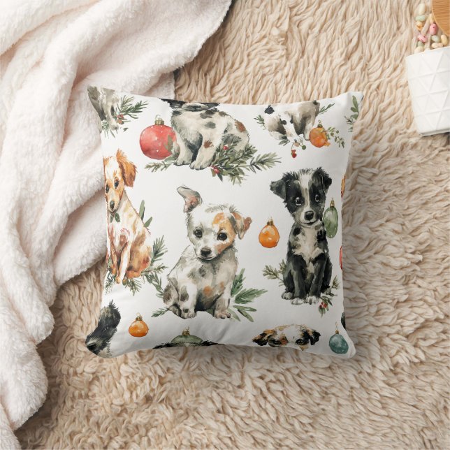 Almofada Adorable Puppies Christmas Throw Pillow Gift Idea (Cobertor)