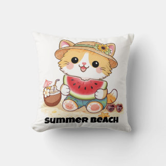 Almofada Adorable Summer Beach Cat 