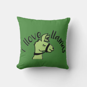 Almofada Adoráveis Llama Love I Llove Llamas Green