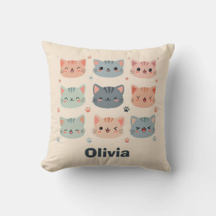 Almofada Adoráveis Rostos de Gatinhos Kawaii