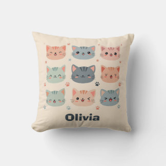 Almofada Adoráveis Rostos de Gatinhos Kawaii