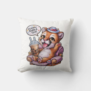 Almofada Adorável Cartoon Cougar: Cozy, Kawaii Vibes