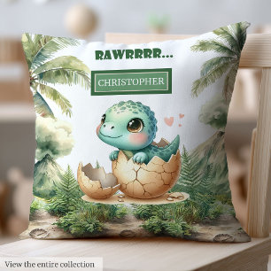 Almofada Adorável Chapeuzinho Em Breve Dinossauro Aquarela