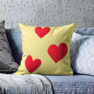 Almofada Adorável Coração Vermelho Amarelo Décor