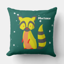 Almofada Adorável decoração de berçário de guaxinim monogra