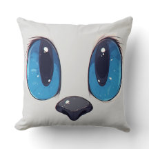Adorável Desenho de Gato com Olhos Azuis Cara de G