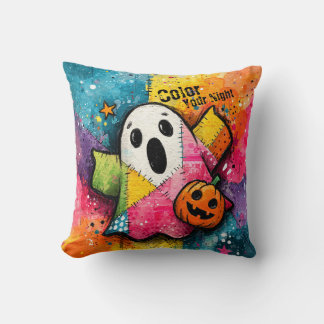 Almofada Adorável Fantasma de Patchwork Arte Colorida