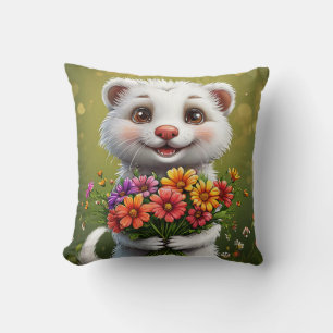 Almofada Adorável furão branco de desenho animado