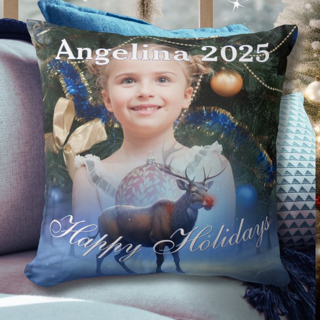 Almofada Adorável Reindeer Winter Wonderland Foto (Criador carregado)