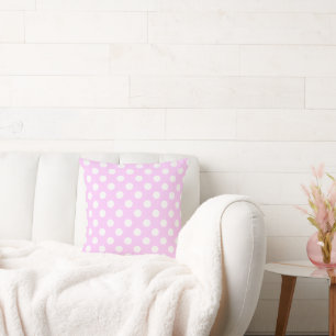 Almofada Adorável Rosa de Pastel Com Grandes Bolinhas Branc