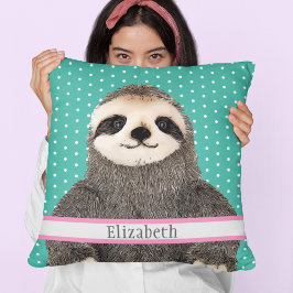 Almofada Adorável Sloth Teto Name Kids Room Animal