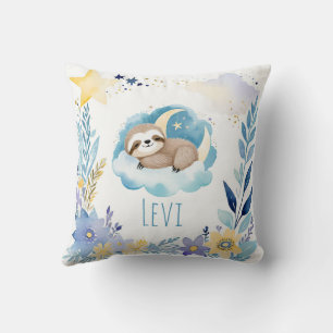 Almofada Adormecer Bebê Sloth Boho Nome Nursery Travesseiro