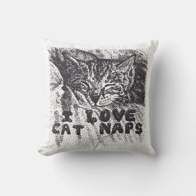 Almofada Adoro Naps de Gato, gato dormindo (Frente)