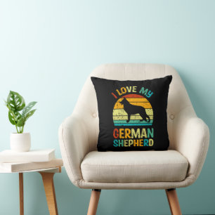Almofada Adoro O Meu German shepherd Cachorro Azul Castanho