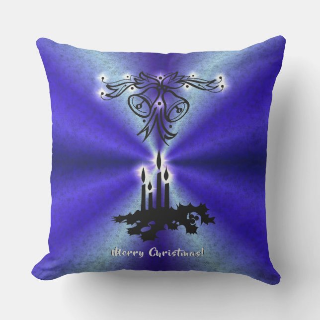 Almofada Advento, Artdeco de Natal no Arco Verde Azul (Frente)