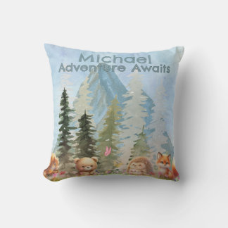 Almofada Adventure Awaits Personalized Woodland Animal Gift
