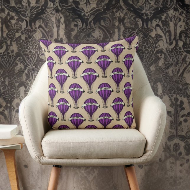 Almofada Aeródromos roxos em Tan Steampunk Design (Criador carregado)