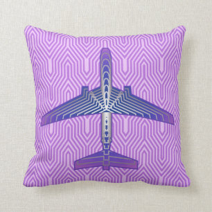 Almofada Aeronave Art Deco, Cinza violeta roxa e prata