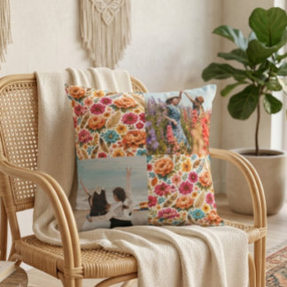 Almofada Aesthetic Botanical Floral Bestie Custom Photo
