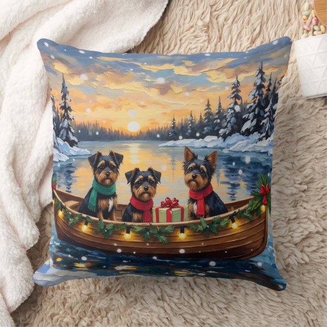 Almofada Affenpinscher Dog Christmas Boat Holiday (Cobertor)