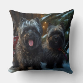 Almofada Affenpinscher Passeio de Trenó Nevado Decoração de