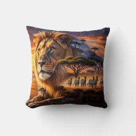 Almofada African Lion & Zebra Sunset Giraffe Pillow
