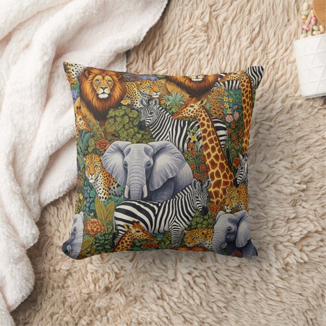 Almofada AFRICAN SAFARI ANIMALS Throw Pillow (Cobertor)
