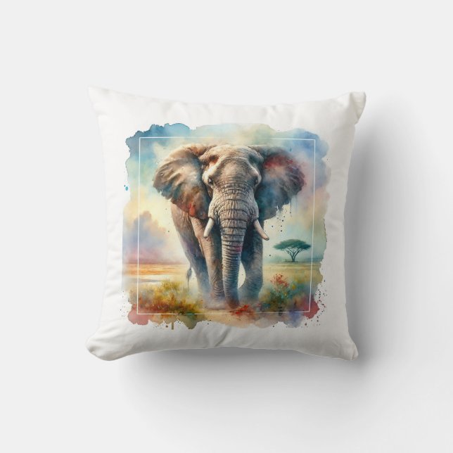Almofada African Savanna Elephant 140724AREF113 - Watercolo (Frente)