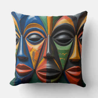 Almofada African Tribal Mask Trio Dynamic Symmetry