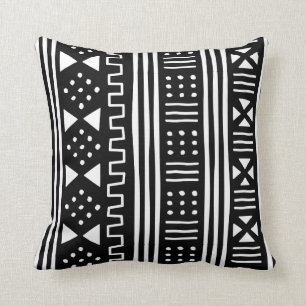 Almofada Africano negro MudCloth do branco   inspirado