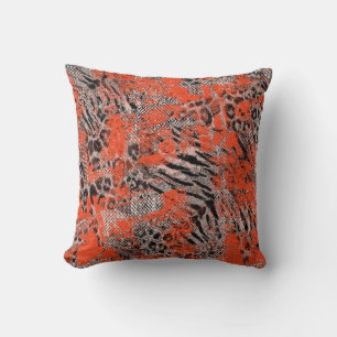 Almofada Africano, tribal. Preto, vermelho, cinza.