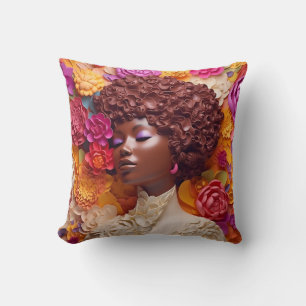 Almofada Afro-americana Rainha Negra Melanin Poppin