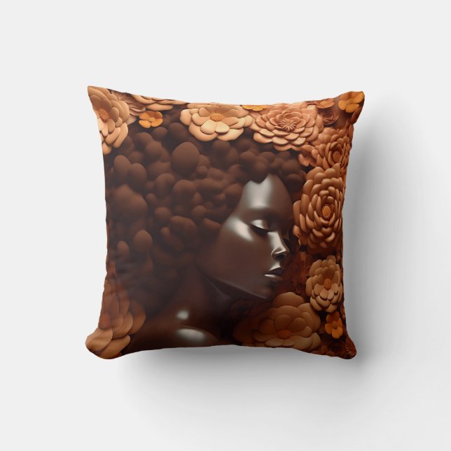 Almofada Afro-americana Rainha Negra Melanin Poppin (Frente)