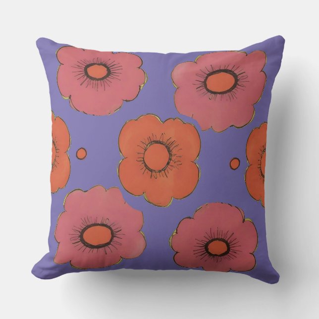Almofada Afro Poppies Travesseiro decorativo Quadrado (Frente)