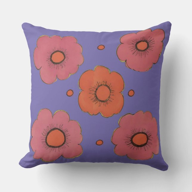 Almofada Afro Poppies Travesseiro decorativo Quadrado (Frente)