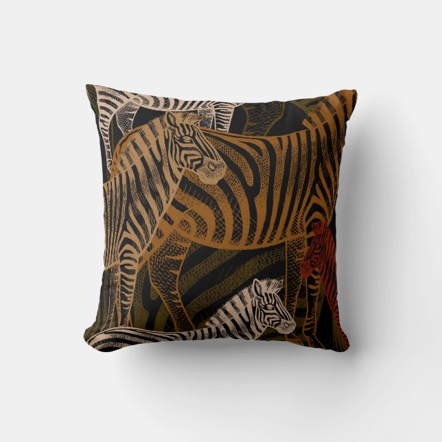 Almofada Afro Safari: Design Zebra Vintage (Frente)