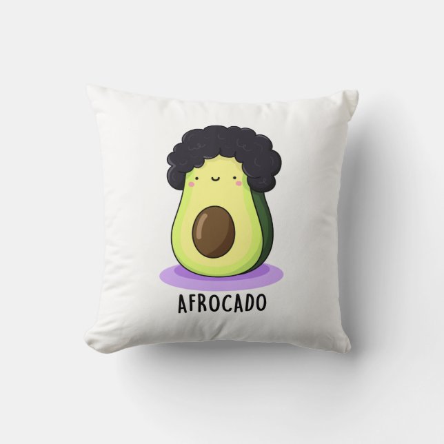 Almofada Afrocado Engraçado Avocado Com Afro Pun (Frente)